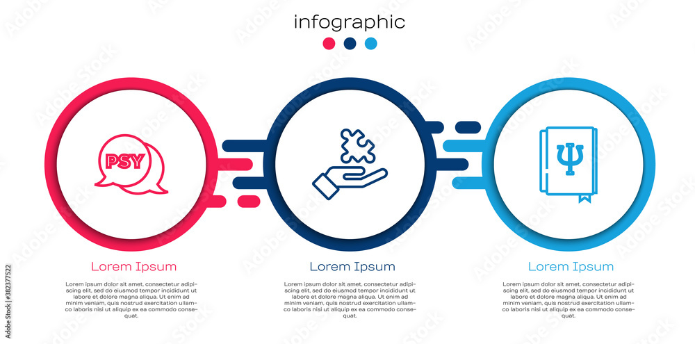 Set line Psychology, Psi, Solution to the problem and book,. Business infographic template. Vector.