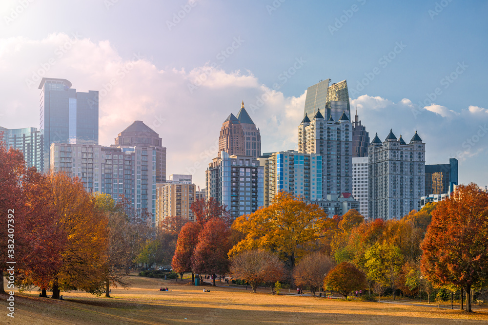 Atlanta, Georgia, USA midtown skyline from Piedmont Park