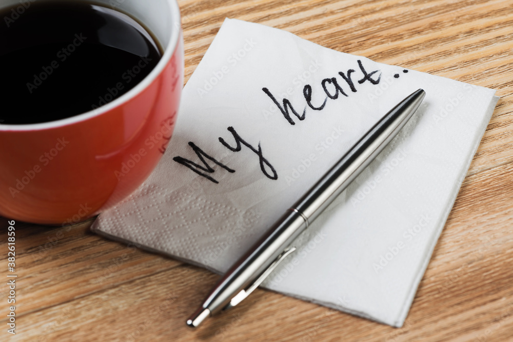 Romantic message written on napkin