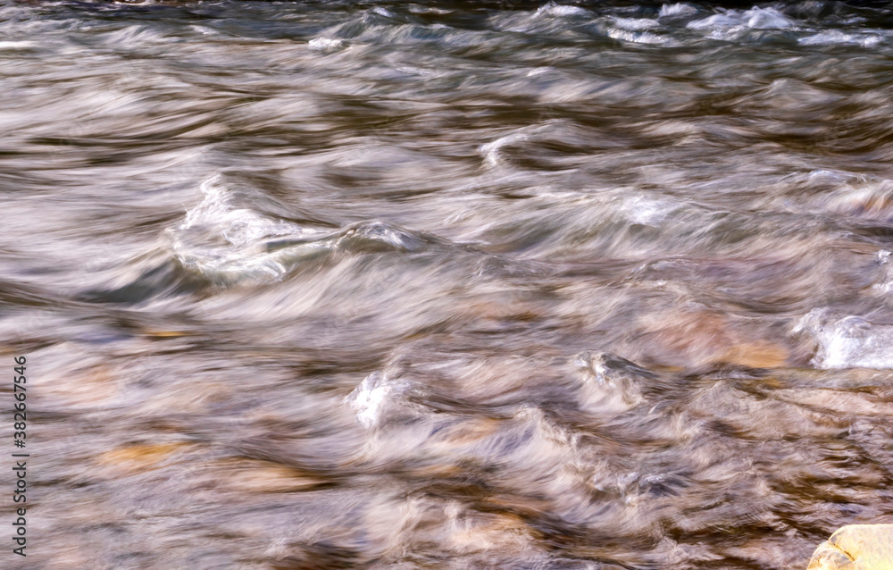 Texture of flowing water of mountain river.