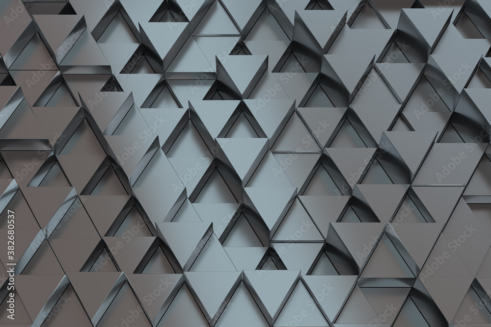 Repeating triangle cubes background, 3d rendering.