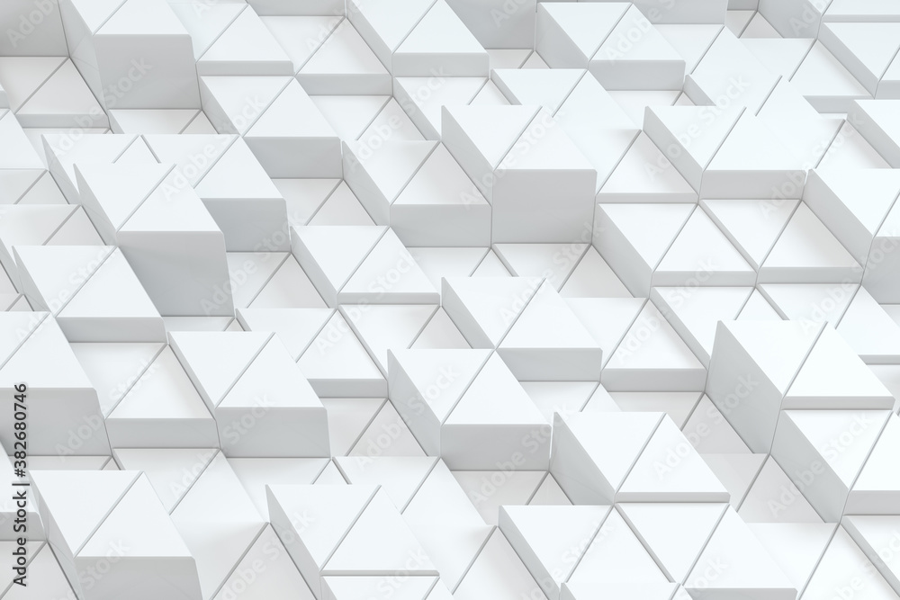 Repeating triangle cubes background, 3d rendering.