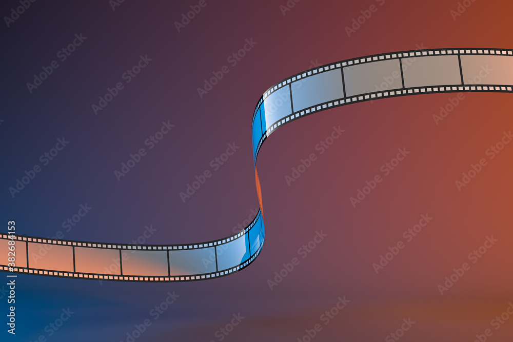 Film tapes with dark background, 3d rendering.