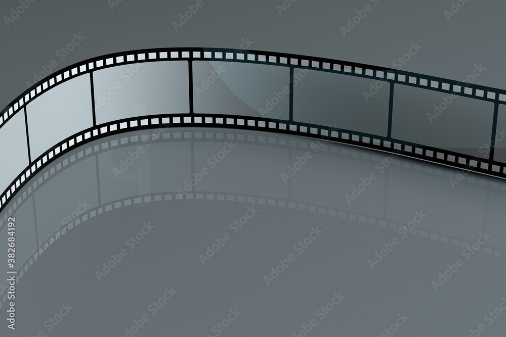 Film tapes with dark background, 3d rendering.