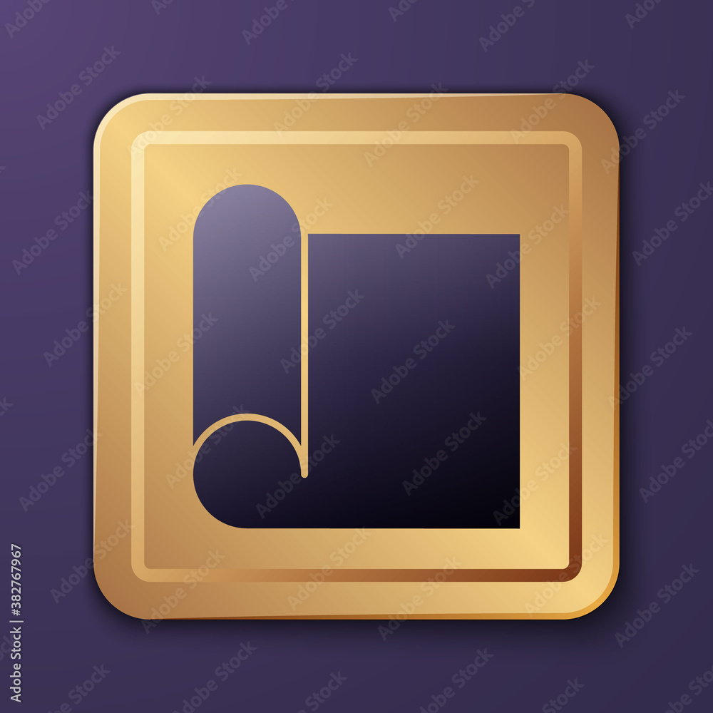 Purple Graphing paper for engineering icon isolated on purple background. Gold square button. Vector