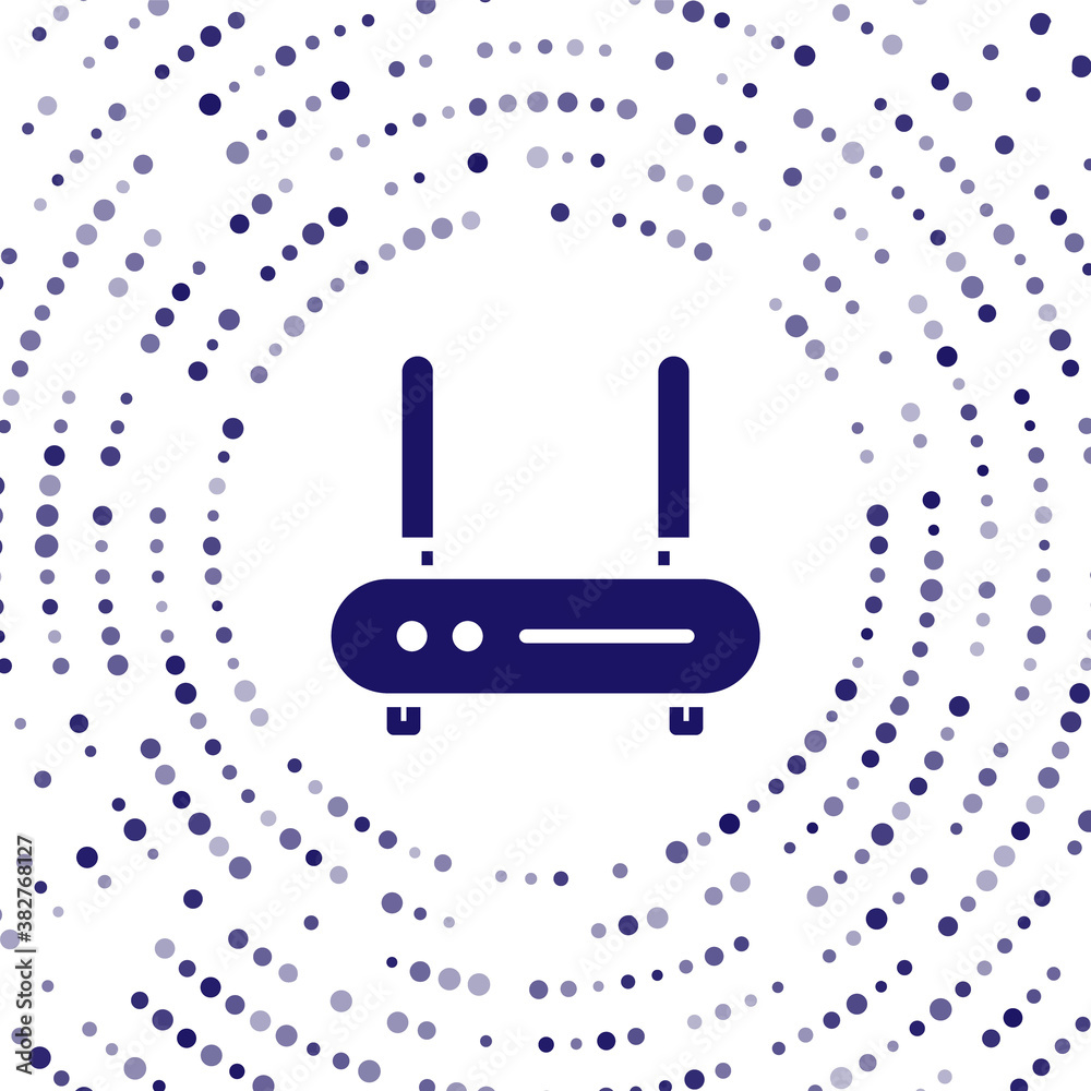 Blue Router and wi-fi signal icon isolated on white background. Wireless ethernet modem router. Comp