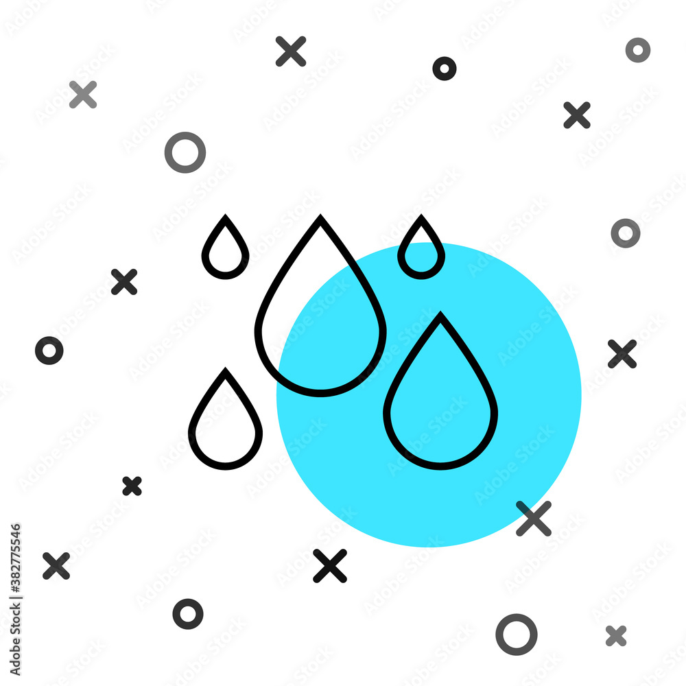 Black line Water drop icon isolated on white background. Random dynamic shapes. Vector Illustration.