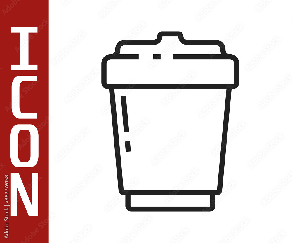 Black line Coffee cup to go icon isolated on white background. Vector Illustration.