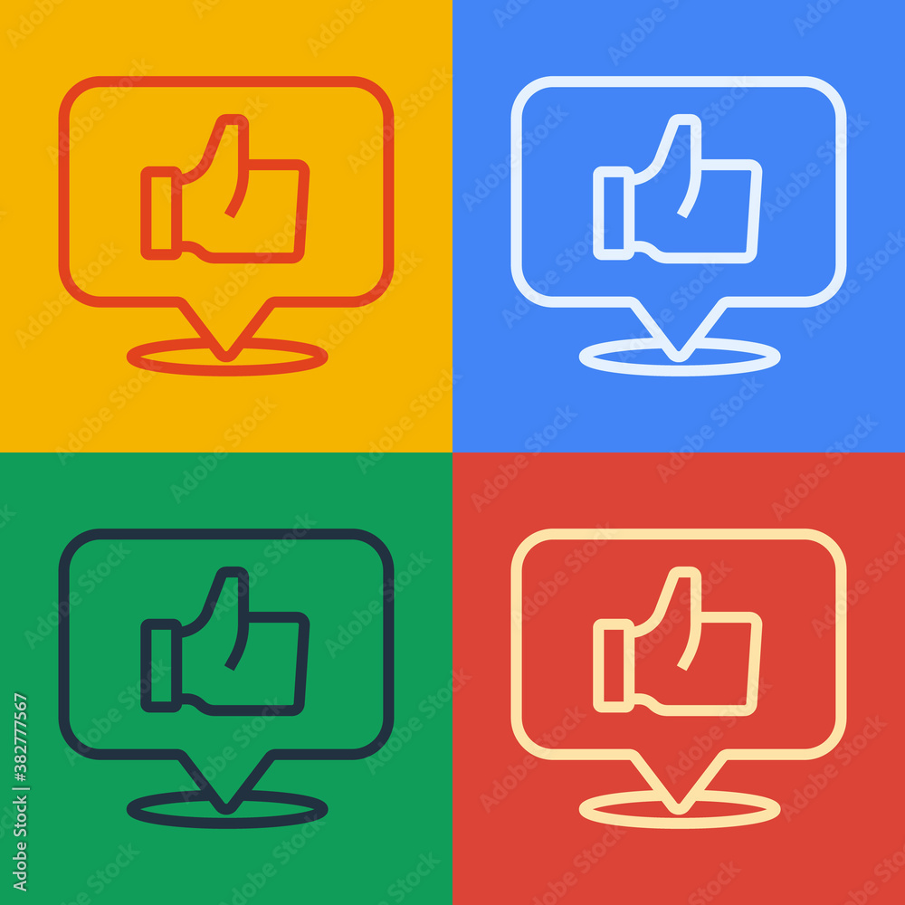 Pop art line Hand like icon isolated on color background. Vector.