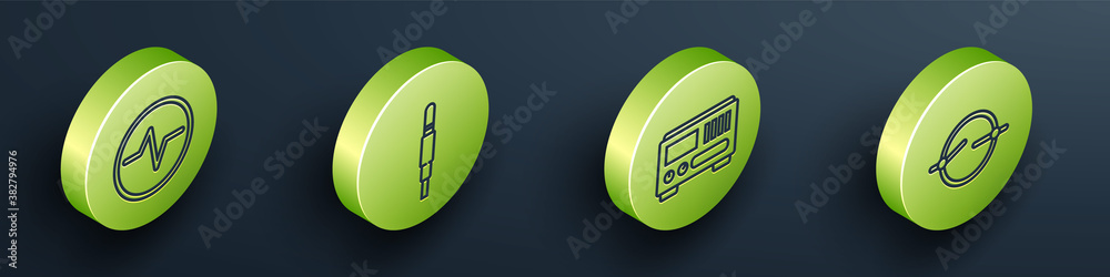 Set Isometric Electric circuit scheme, Audio jack, Electrical measuring instruments and Electric cir