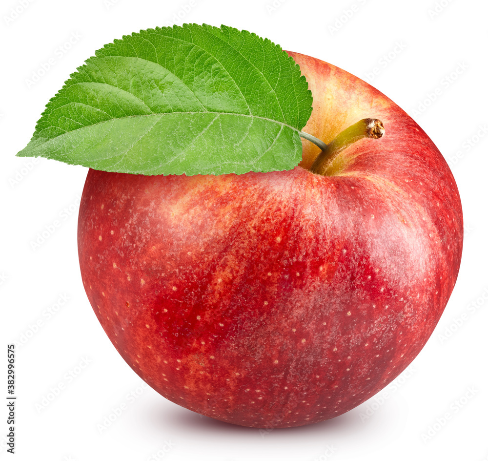 Fresh organic red apple with leaves