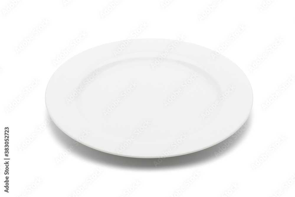 White plate isolated on white. Clipping path