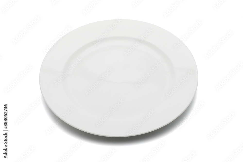 White plate isolated on white. Clipping path included