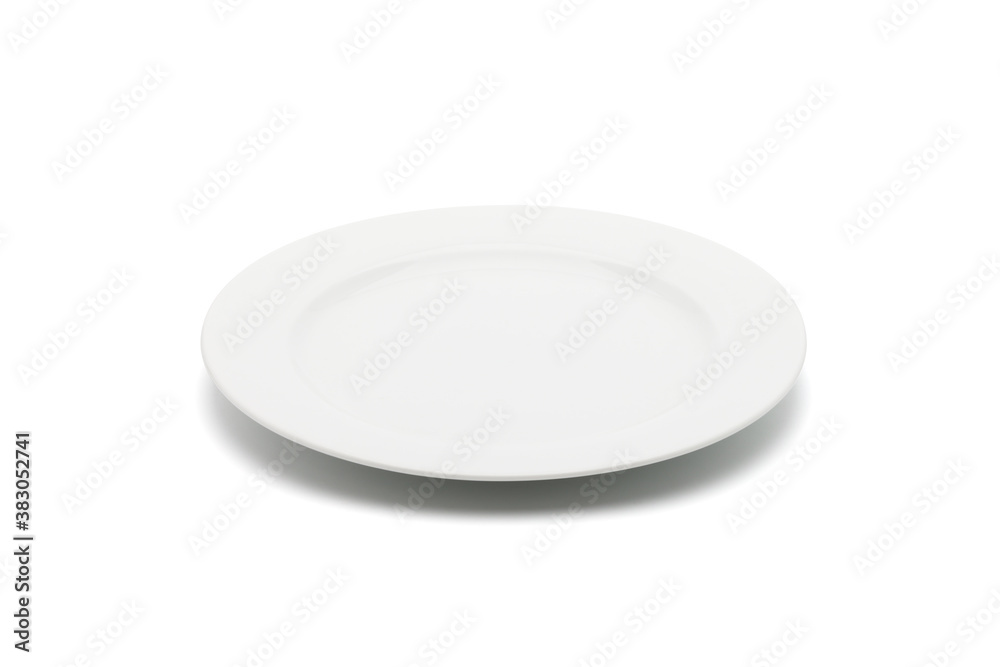 White plate isolated on white. Clipping path