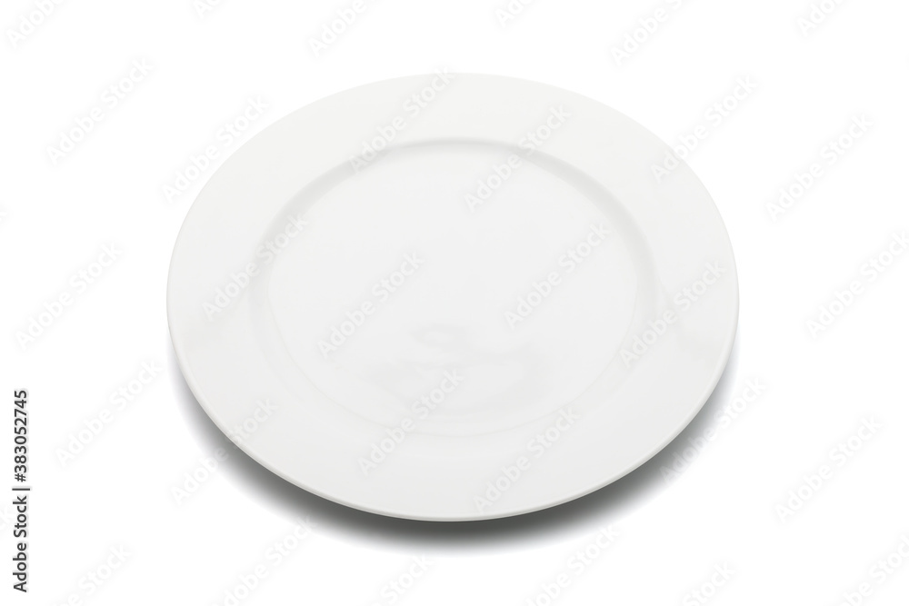 White plate isolated on white. Clipping path included