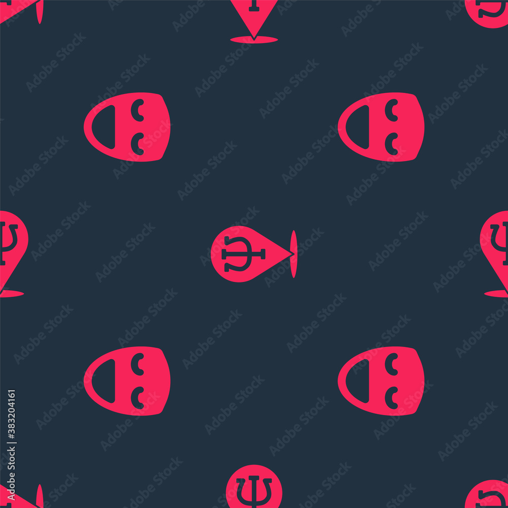 Set Comedy theatrical mask and Psychology, Psi on seamless pattern. Vector.