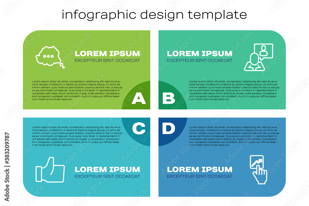 Set line Hand like, Speech bubble chat, Team leader and Head hunting. Business infographic template.