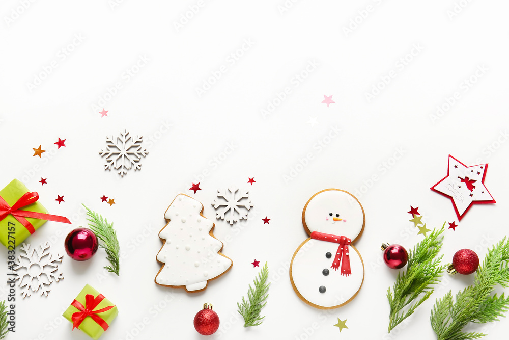 Beautiful New Year composition on white background