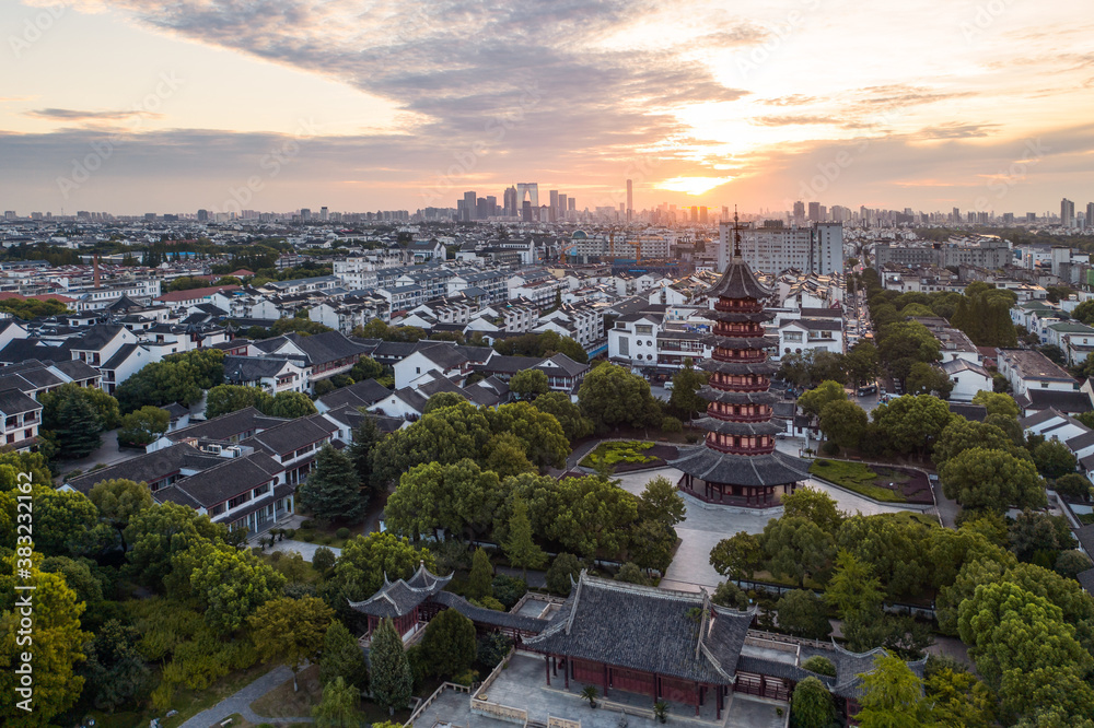 Old-town district in Suzhou, China. Classic vintage architecture.