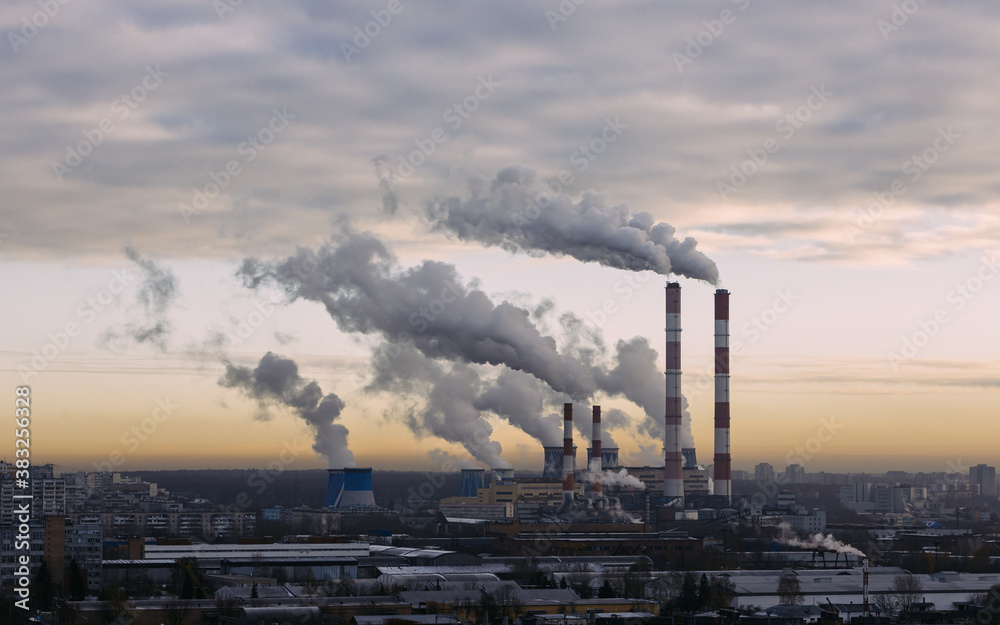 Steam from the power plant at morning