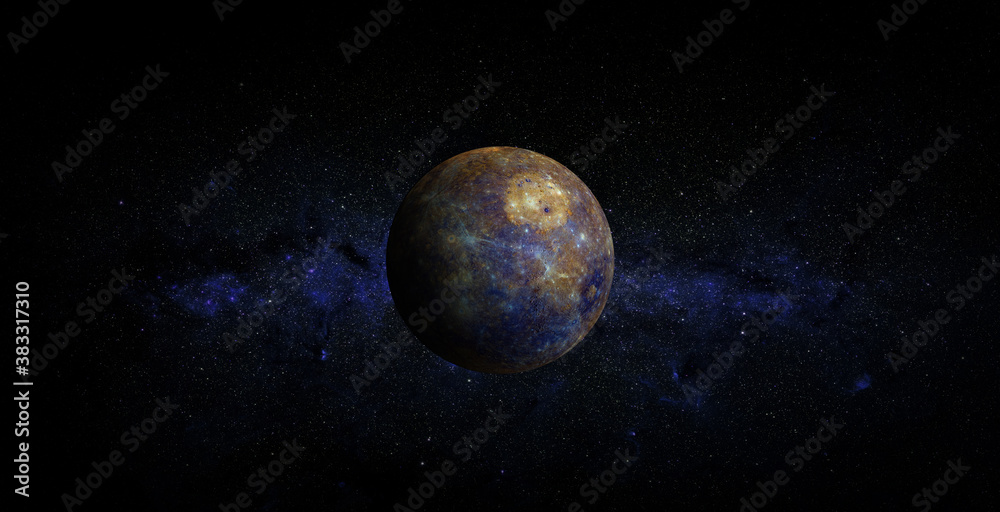 Mercury on space background. Elements of this image furnished by NASA.