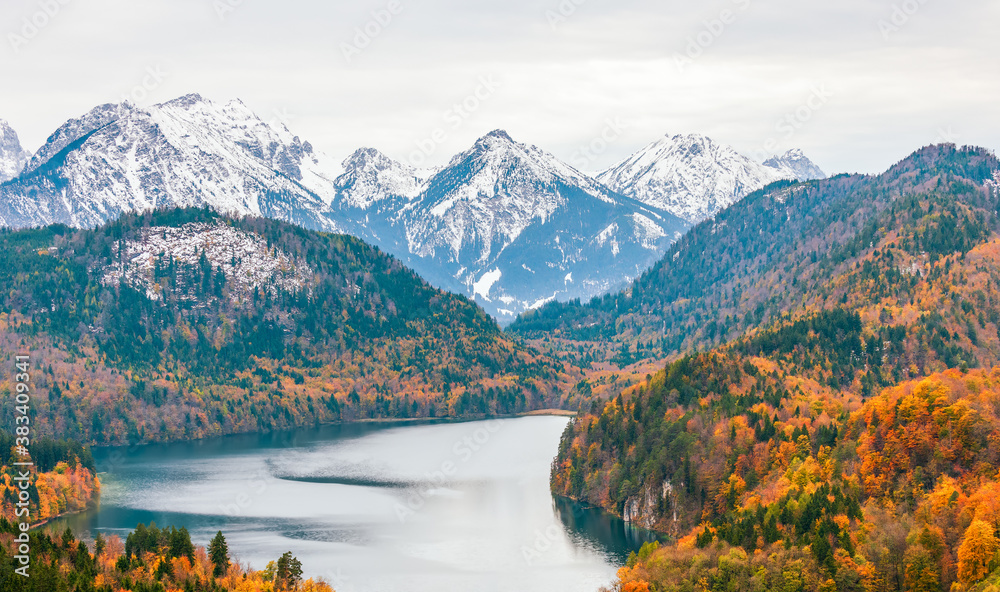 View of the Alpsee lake from the Neuschwanstein Castle.Bavaria.Germany