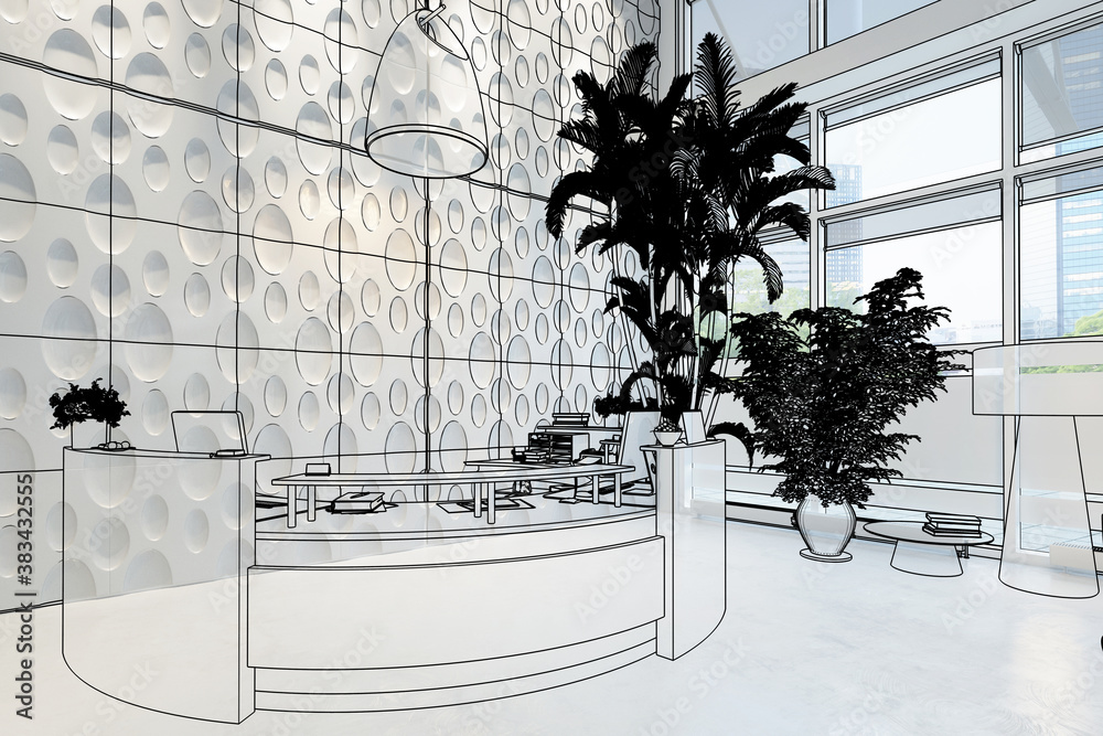 Modern Reception Desk (draft) - 3d visualization