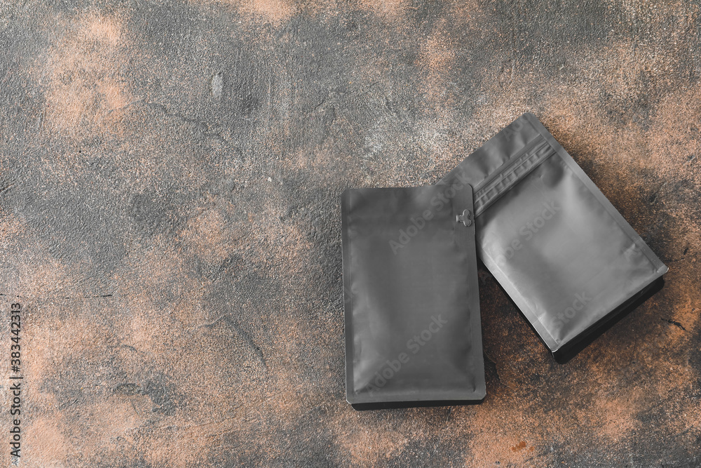 Blank bags on dark background