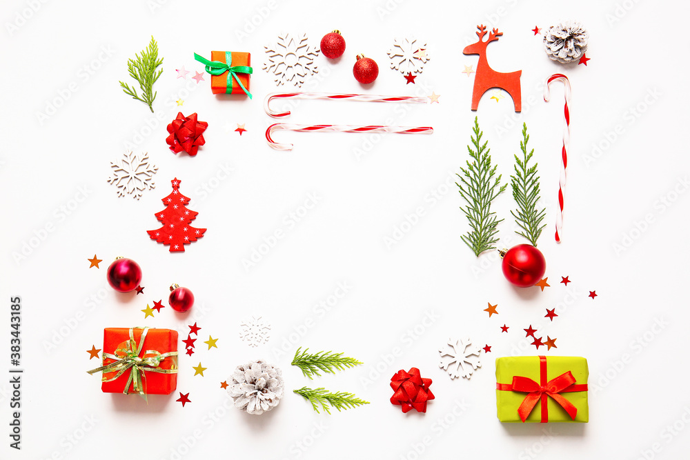 Beautiful New Year composition on white background