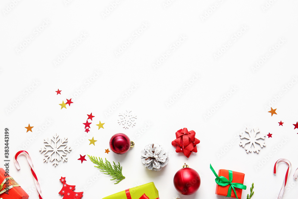 Beautiful New Year composition on white background