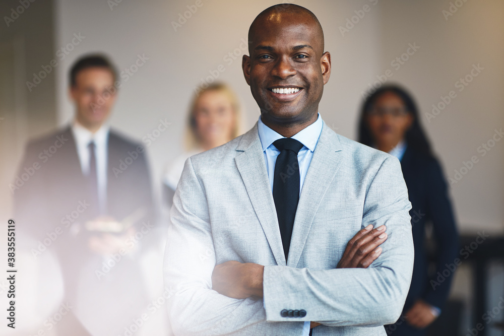 Young African businessman working in an office