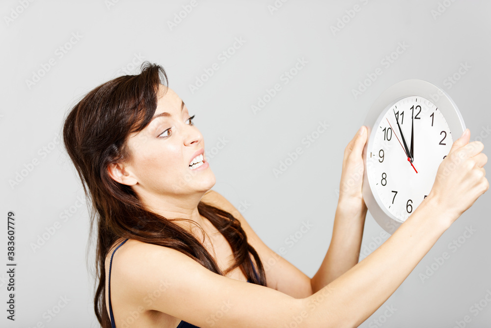 Woman with clock