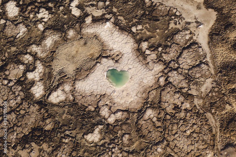 Salt pond in the dry land in Qinghai, China.