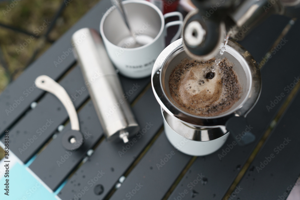 coffee drip process in the morning