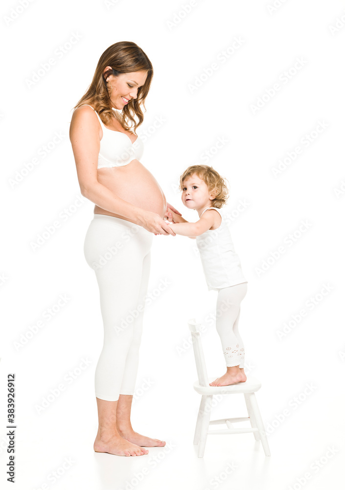 Pregnant woman with daughter