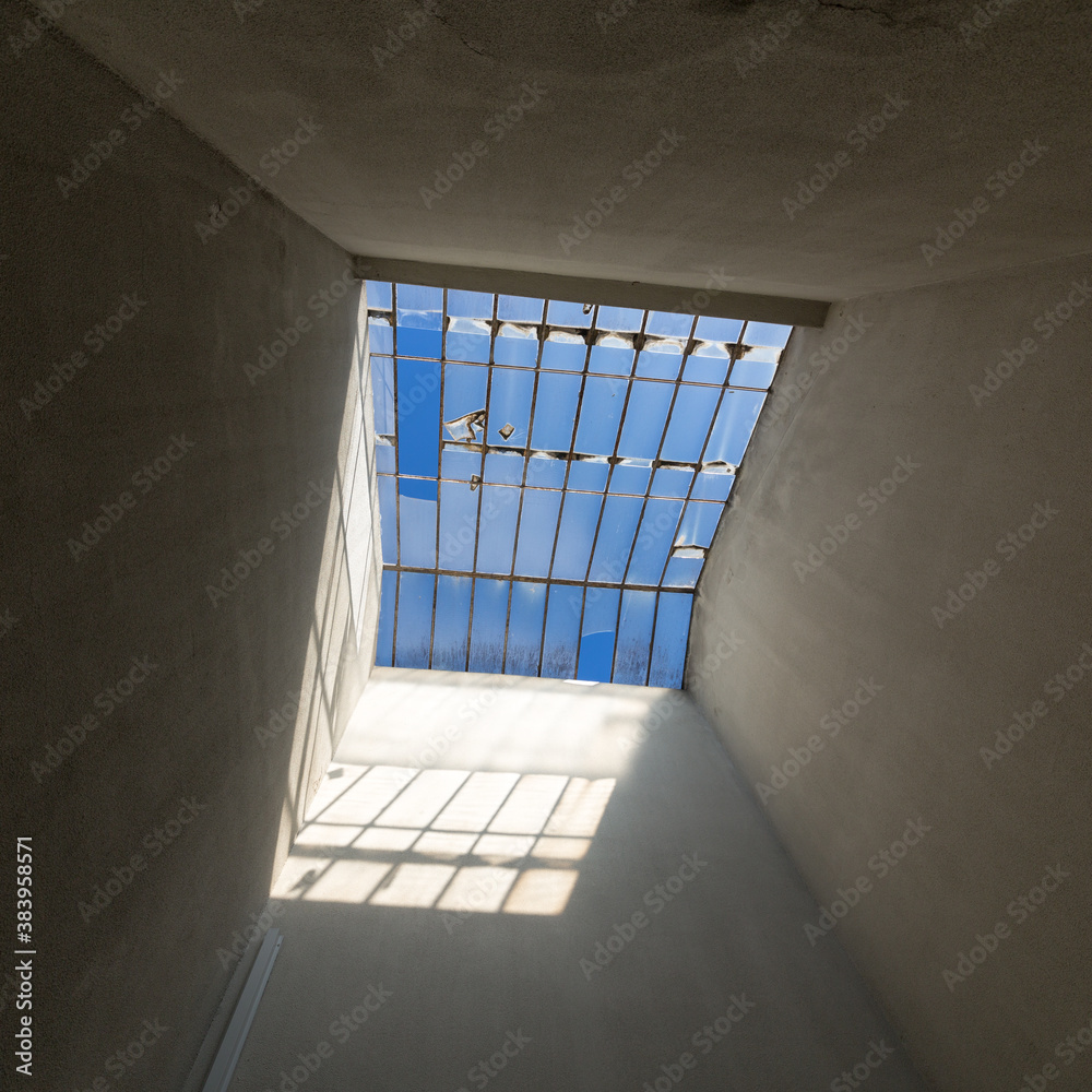 Broken Glass Sunroof in Old House