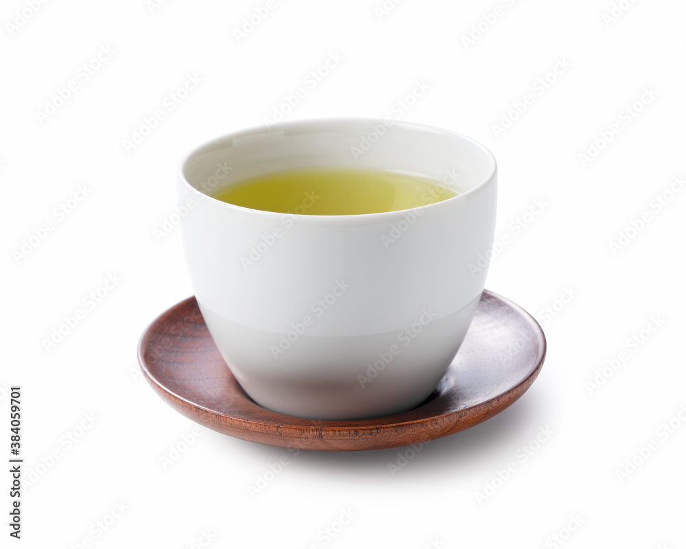 Green tea on a white background