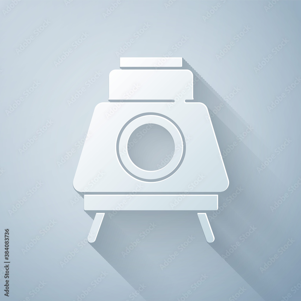 Paper cut Mars rover icon isolated on grey background. Space rover. Moonwalker sign. Apparatus for s