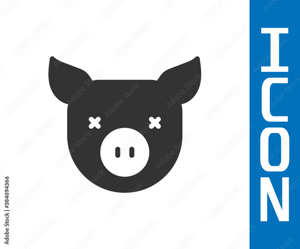 Grey Pig icon isolated on white background. Animal symbol. Vector.