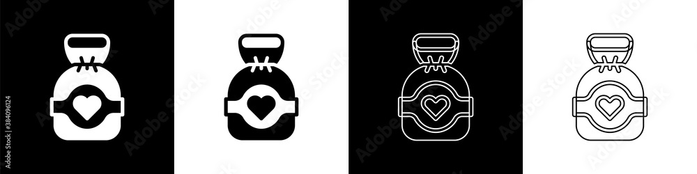 Set Chocolate candy icon isolated on black and white background. Vector.