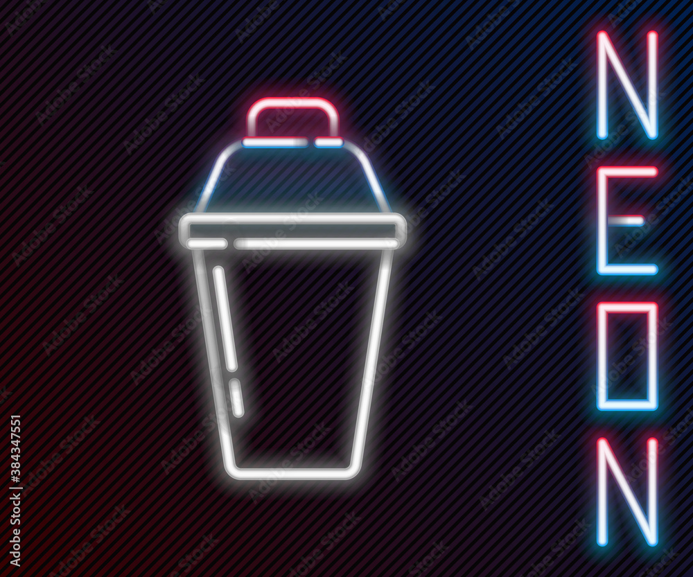 Glowing neon line Cocktail shaker icon isolated on black background. Colorful outline concept. Vecto