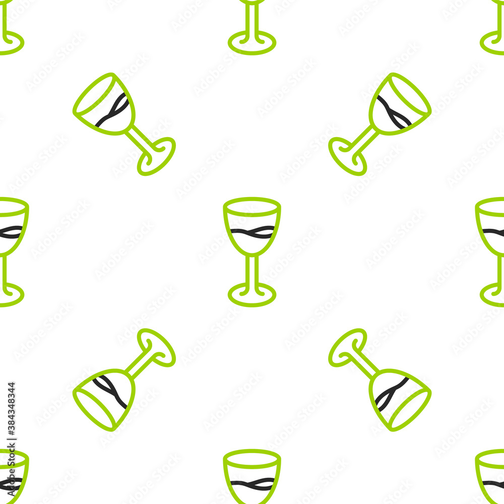 Line Wine glass icon isolated seamless pattern on white background. Wineglass sign. Vector.