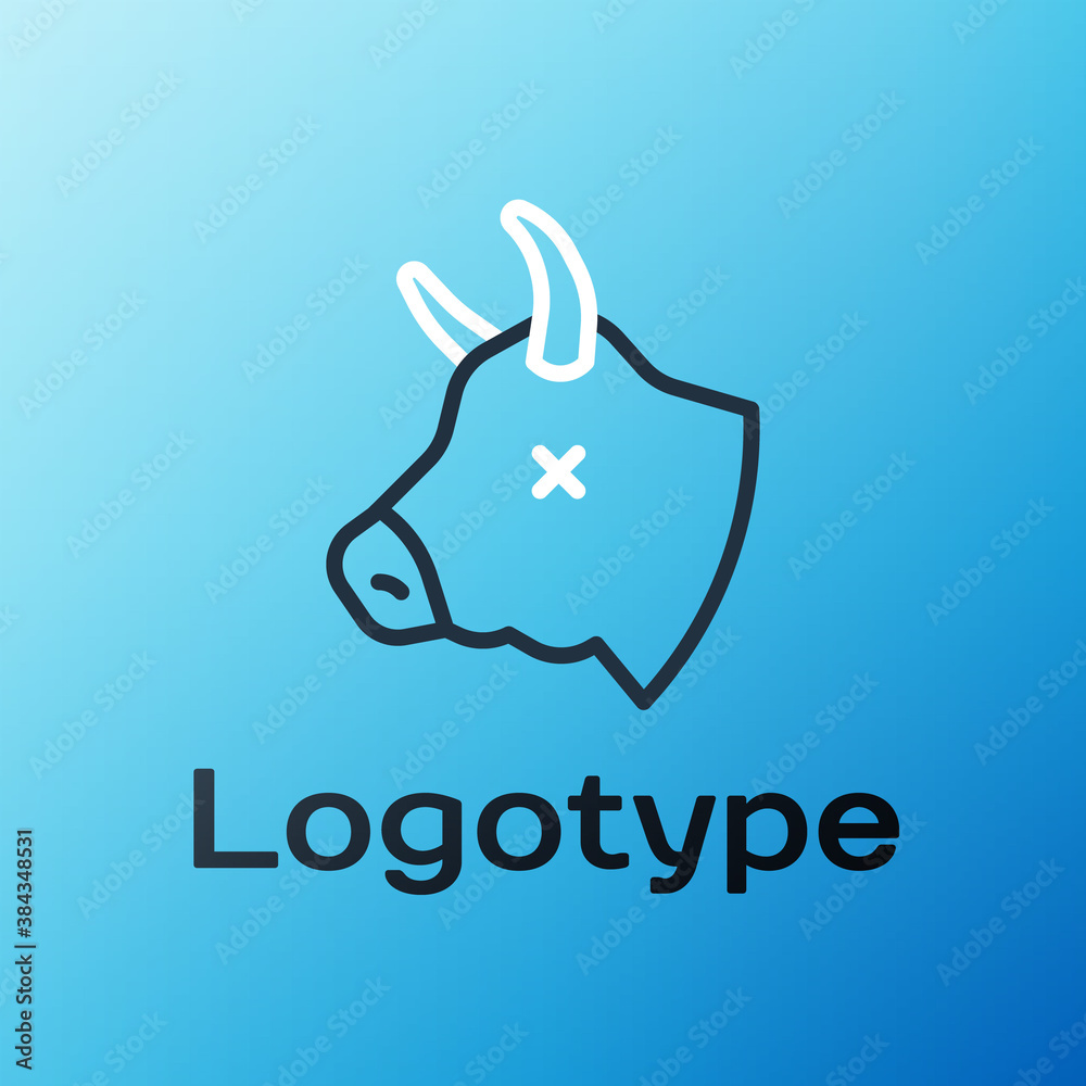 Line Cow head icon isolated on blue background. Colorful outline concept. Vector.