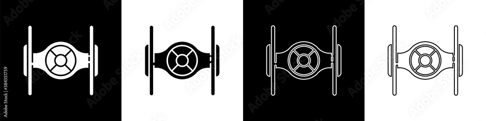 Set Cosmic ship icon isolated on black and white background. Vector.