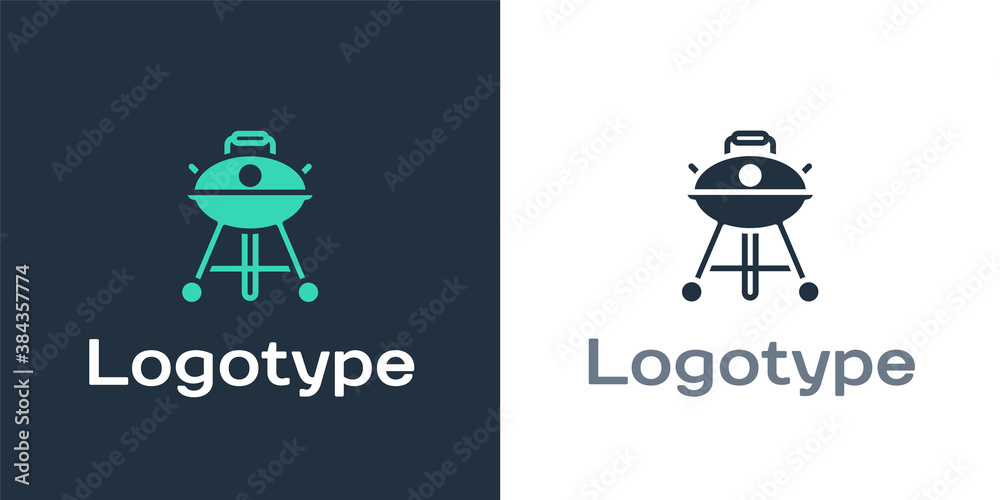 Logotype Barbecue grill icon isolated on white background. BBQ grill party. Logo design template ele