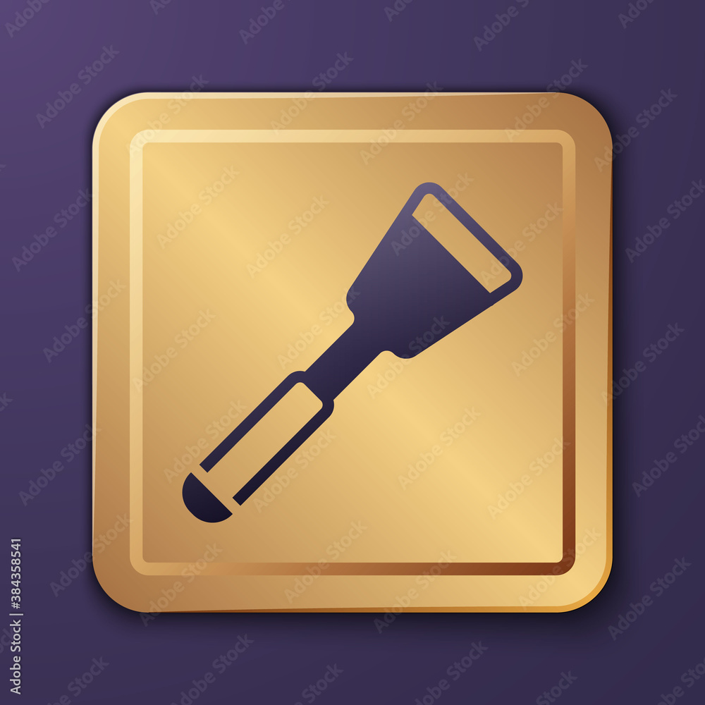 Purple Spatula icon isolated on purple background. Kitchen spatula icon. BBQ spatula sign. Barbecue 