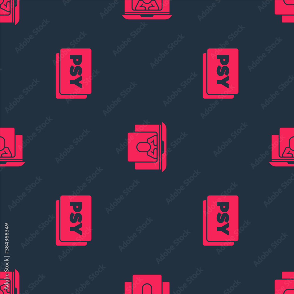 Set Psychology, Psi and Psychologist online on seamless pattern. Vector.