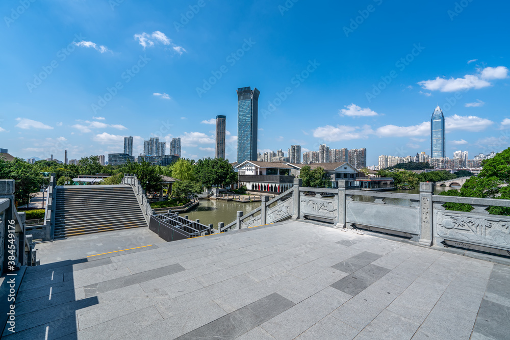 温州南塘街道古建筑与现代城市建筑景观