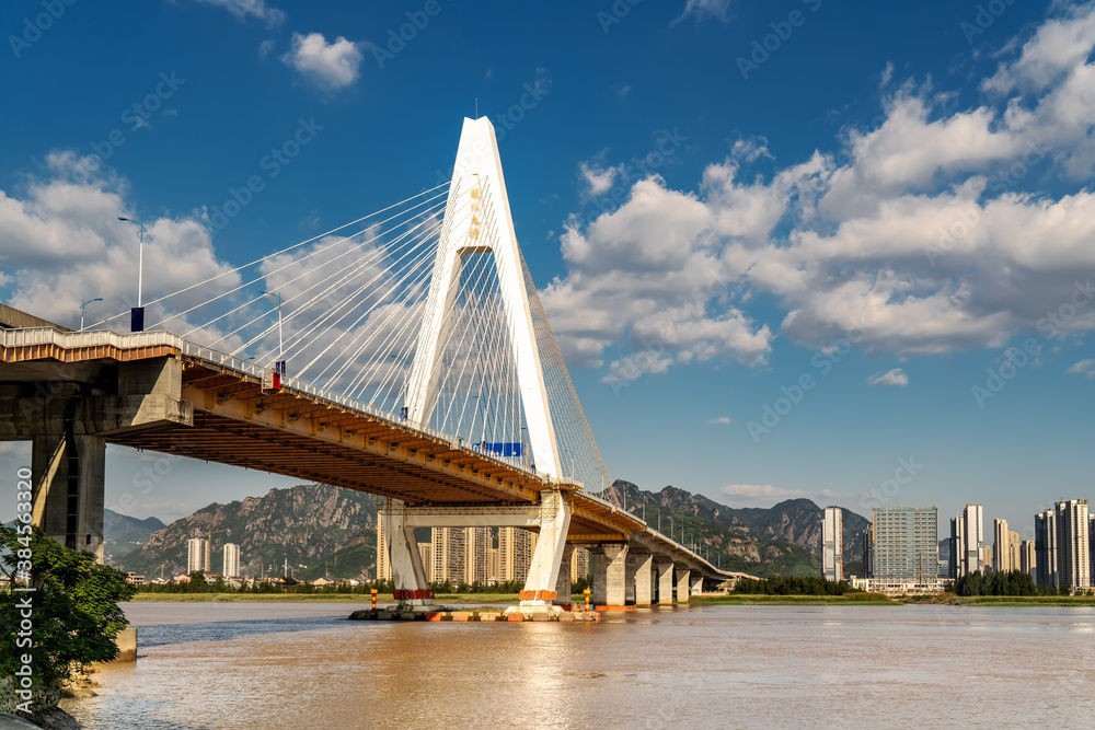 Wenzhou Oubei Bridge and urban architectural landscape