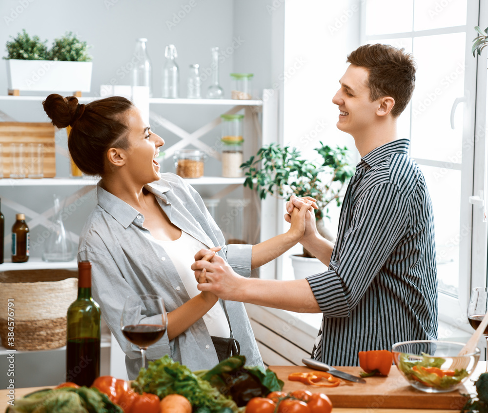 loving couple is preparing the proper meal